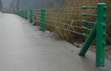 Green Coated Cable Guardrail Posts